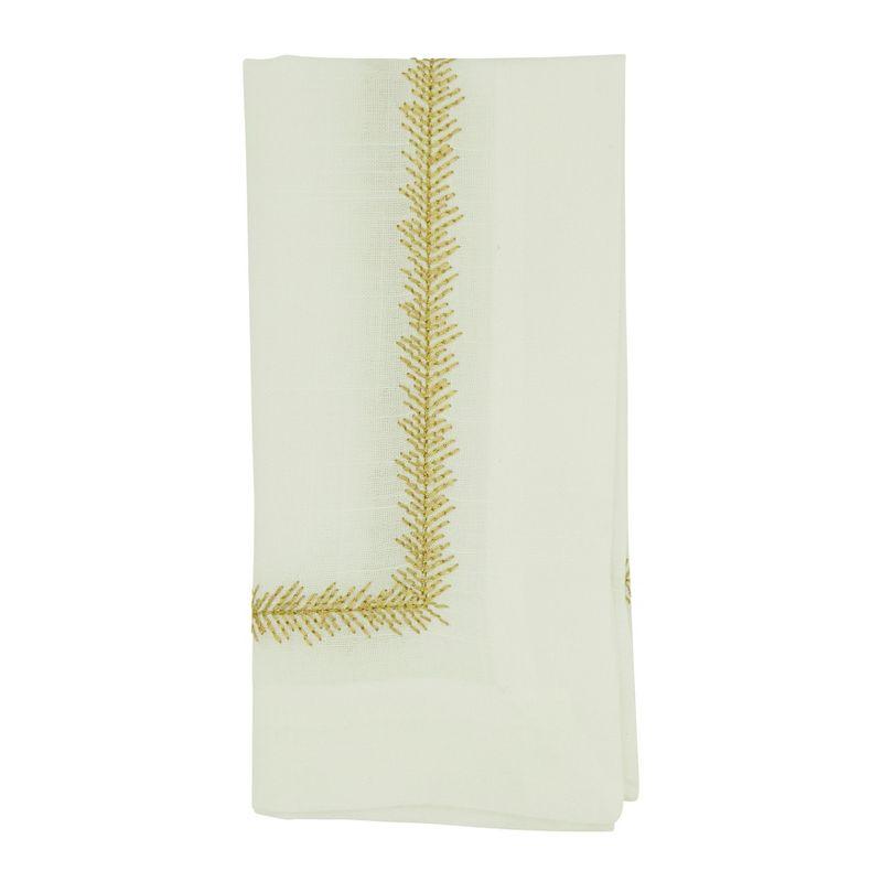 Gold Embroidered Border Polyester Square Napkins, Set of 4