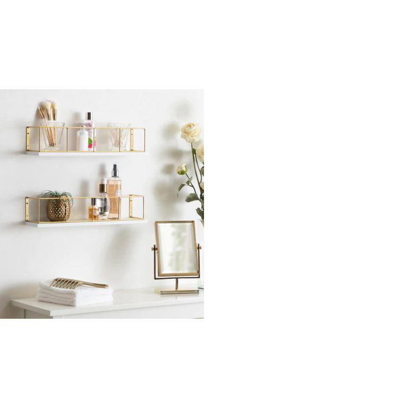 24" x 4" 2pc Decorative Wall Shelf Set Brown/Black - Uniek: Kate & Laurel No Assembly, Wood & Metal