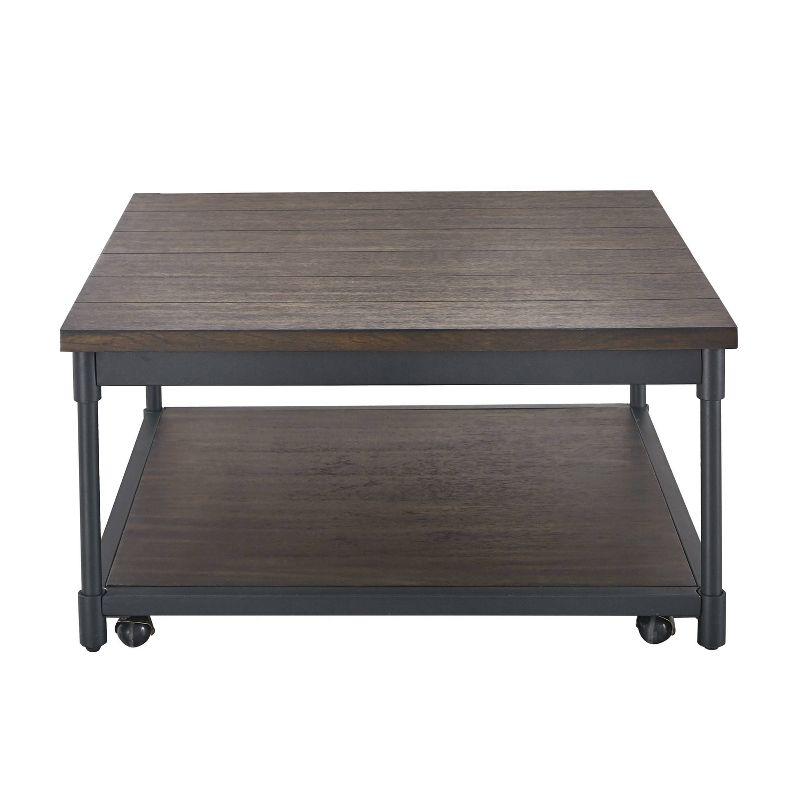 Prescott Lift Top Square Cocktail Table Dark Brown - Steve Silver Co.: Rustic Style, Metal Frame, Wood Veneer Top