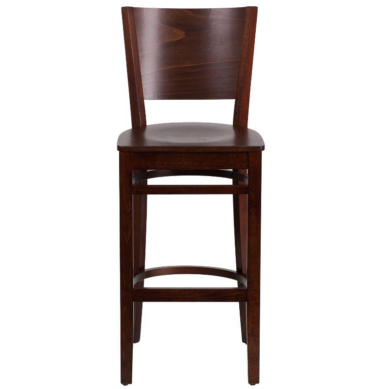 Flash Furniture Lacey Series Solid Back Walnut Wood Restaurant Barstool