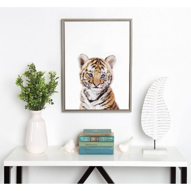 18" x 24" Sylvie Baby Tiger Framed Canvas by Amy Peterson Gray - Kate & Laurel All Things Decor: Modern Style, Plastic Frame