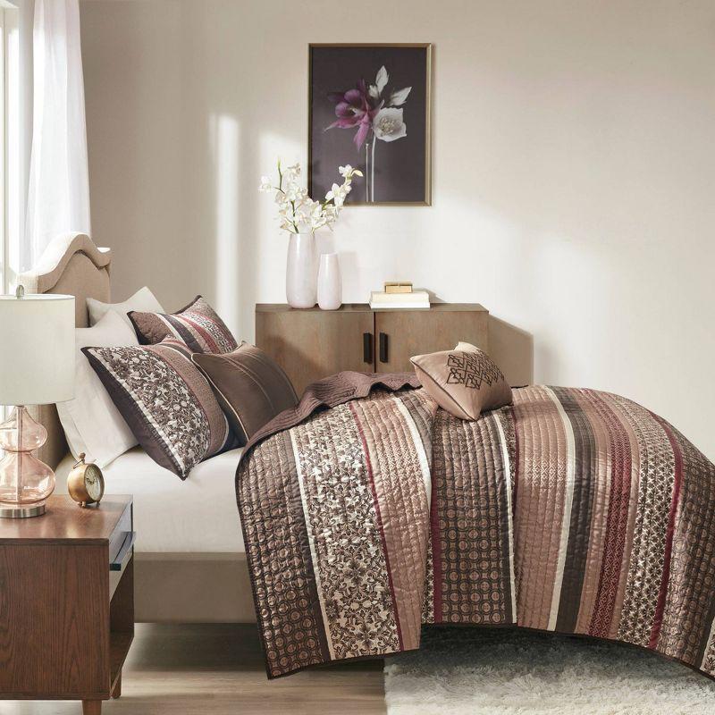 Madison Park Princeton Jacquard Quilt Set with Throw Pillows
