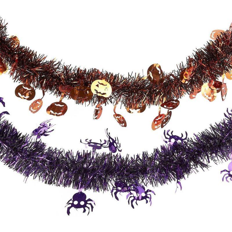 Juvale 5 Pack Halloween Party Garland Decorations, Tinsel with 5 Assorted Design (6.6 Feet)