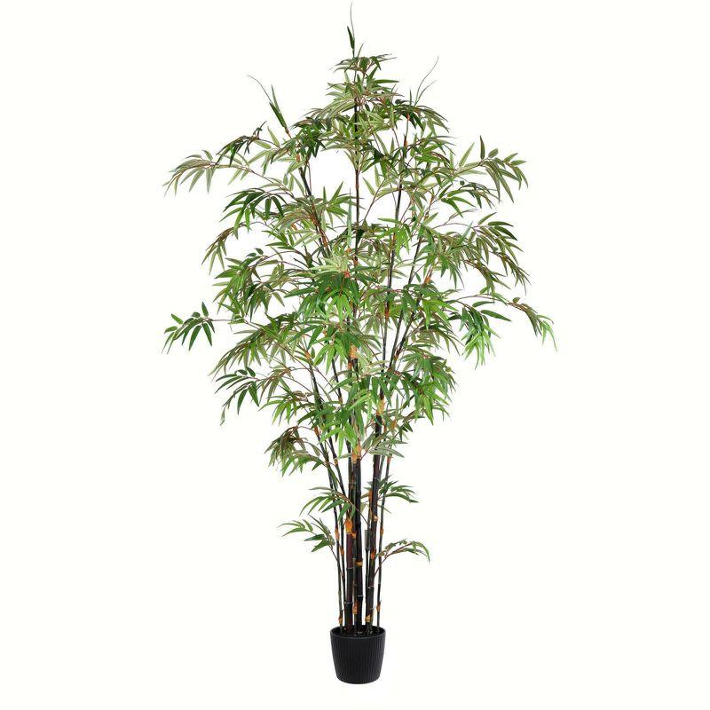 Vickerman 7' Artificial Potted Black Japanese Bamboo Tree. In a 7"Lx7"Wx6"H base.