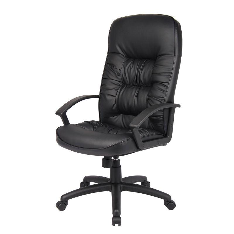 High Back LeatherPlus Chair Black - Boss Office Products: Ergonomic, Adjustable, Swivel, Casters/Wheels