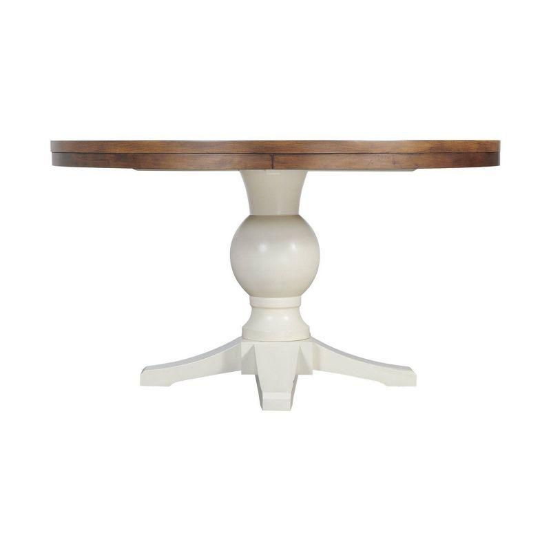 Barrett Round Standard Height Dining Table Natural/White - Picket House Furnishings: Pedestal Base, Seats 4