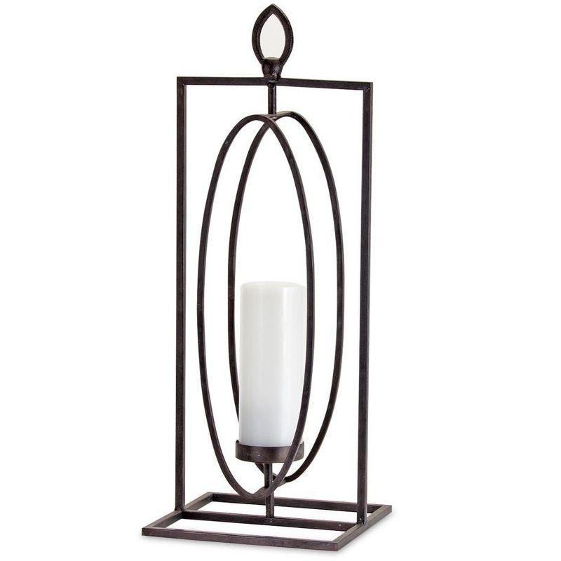 24" Black Iron Geometric Candle Holder Set of 2