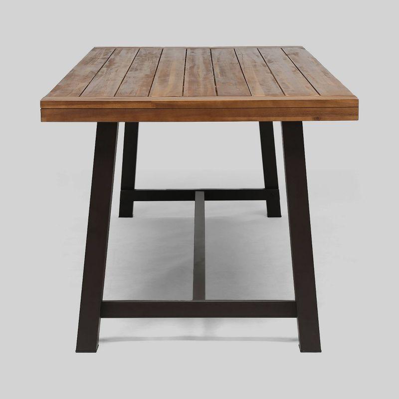Carlisle 79" Rectangle Acacia and Iron Dining Table Gray/Black - Christopher Knight Home: Weather-Resistant, Seats 8