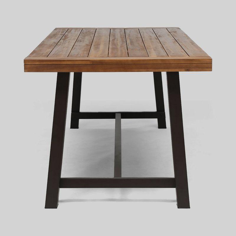 Carlisle Rectangle Acacia and Iron Patio Dining Table - Christopher Knight Home