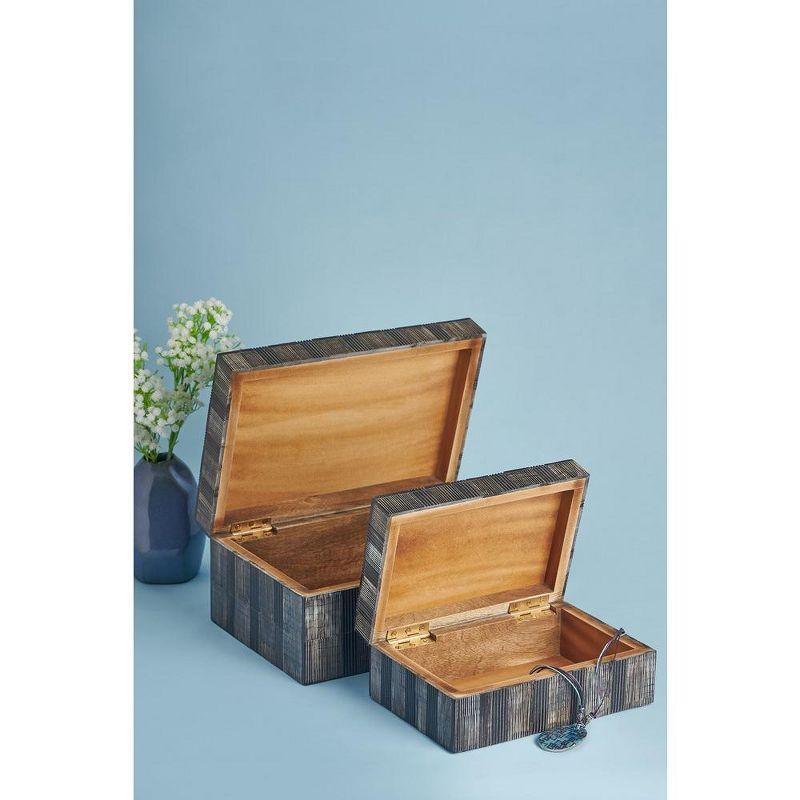 Madison Rustic Brown and Black Wood Lidded Decorative Boxes, Set of 2