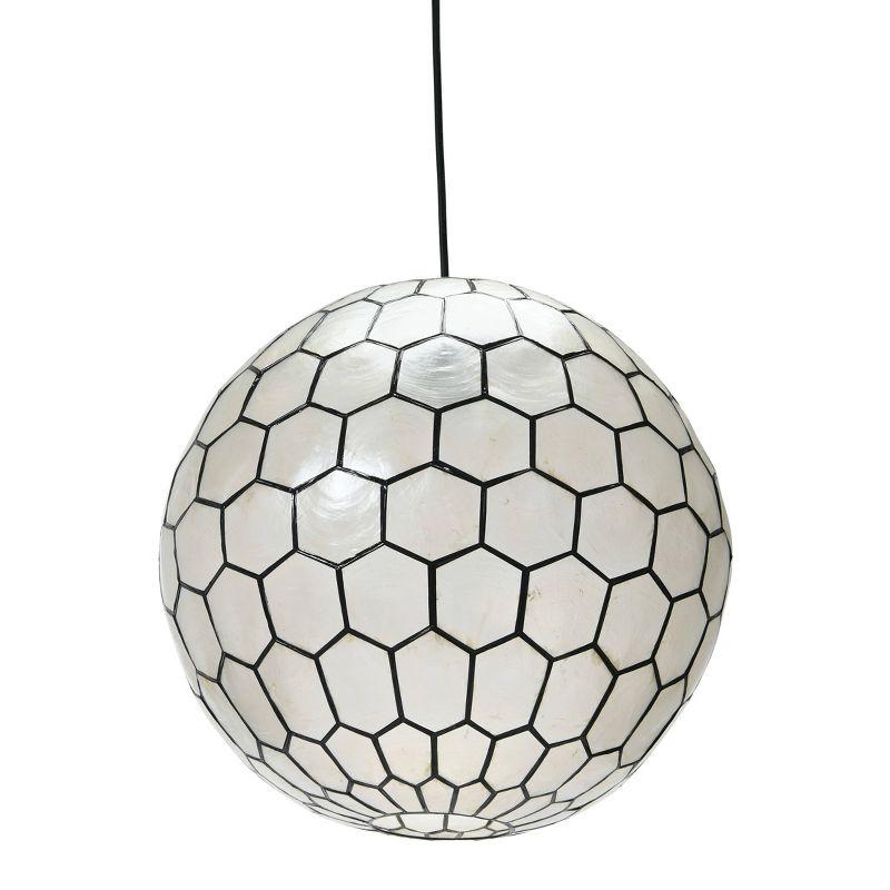 Capiz Honeycomb Globe Pendant Light - Black 16" Contemporary