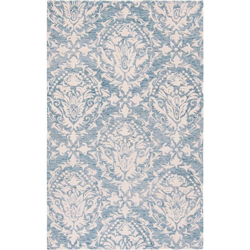 Blossom BLM107 Hand Tufted Indoor Area Rug - Blue/Ivory - 5'x8' - Safavieh
