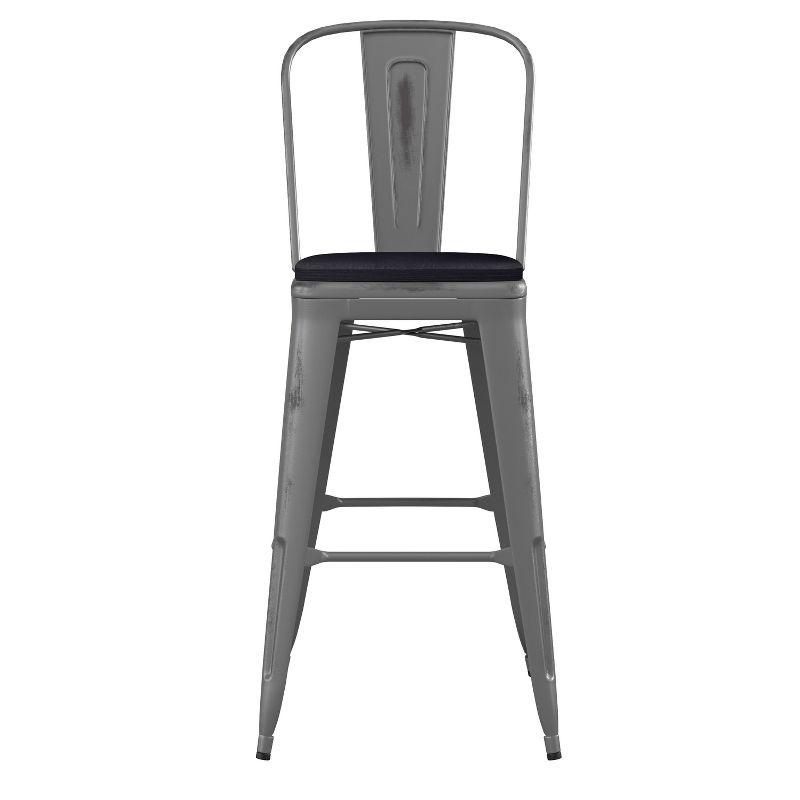 Flash Furniture Lincoln 30'' High Indoor Bar Height Stool with Back with Poly Resin Wood Seat