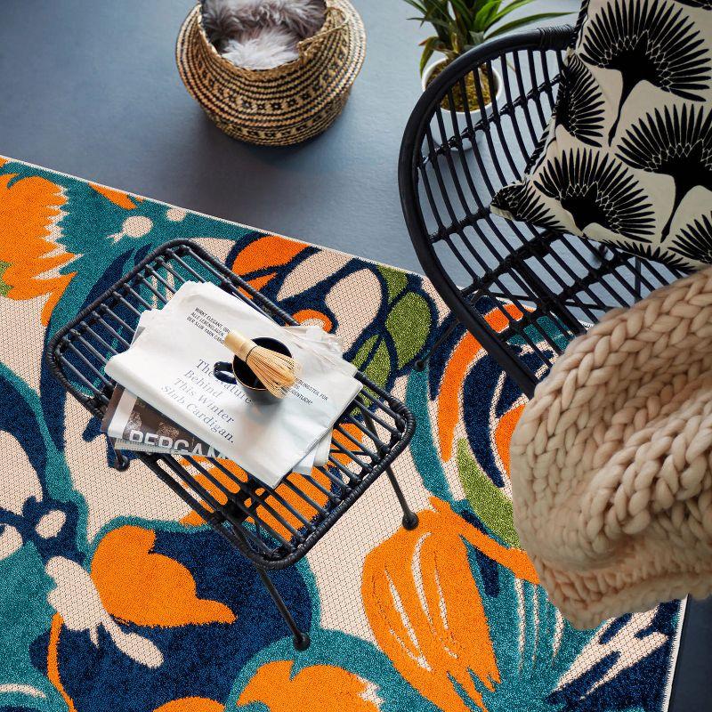 World Rug Gallery Modern Floral Indoor/Outdoor Area Rug - Multi 5' x 7'