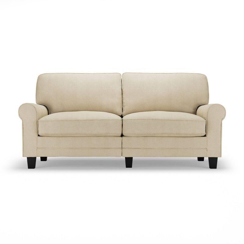 Serta Copenhagen 73" Rolled Arm Sofa, Easy Care Fabric, Soft Pillow Back, Pocket Coil Seat Cushions