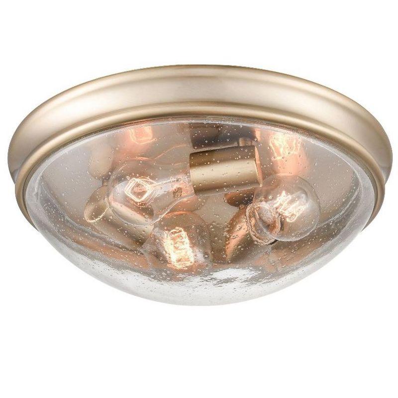 Elegant Rubbed Bronze Glass Bowl Flushmount Ceiling Light, 14"