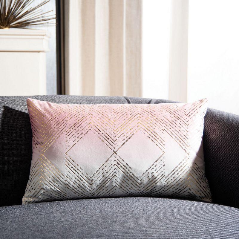 Blush and Gold Geometric Rectangular Accent Pillow