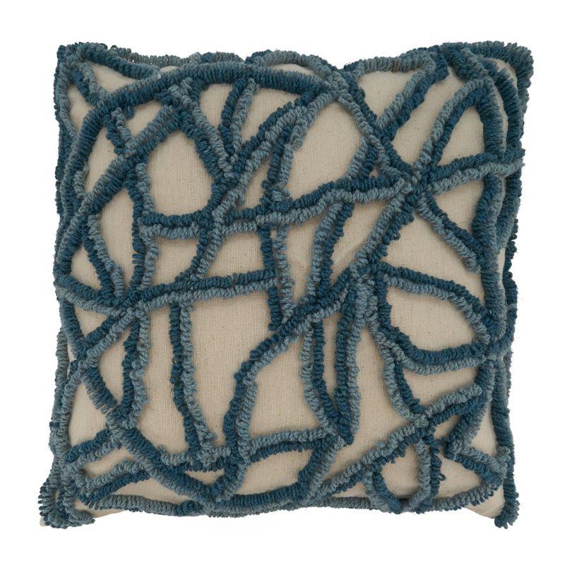 Saro Lifestyle Segmented Embroidered Pillow - Down Filled, 20" Square, Blue