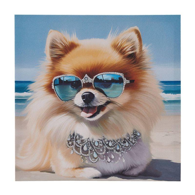 510 Design Beach Dogs Pomeranian Canvas Wall Art