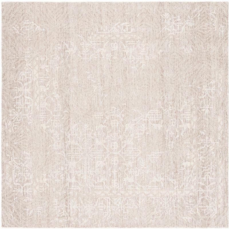 Ivory 6' Square Hand-Tufted Wool Area Rug