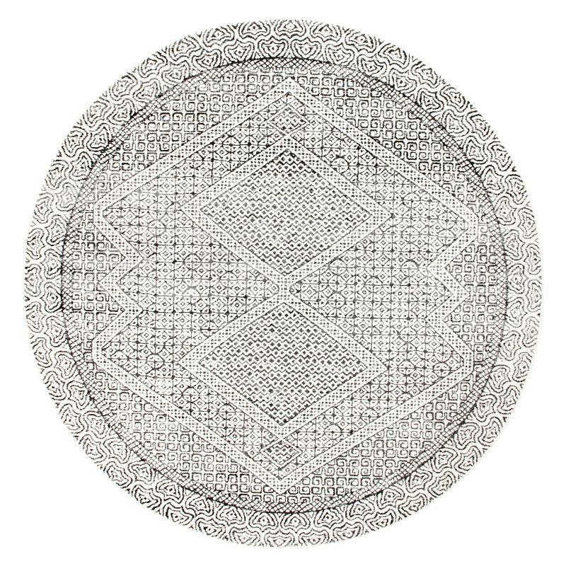 Nuloom Exie Medallion 6 Round Indoor Area Rug for Living Room Bedroom Dining Room Kitchen, Grey/Ivory