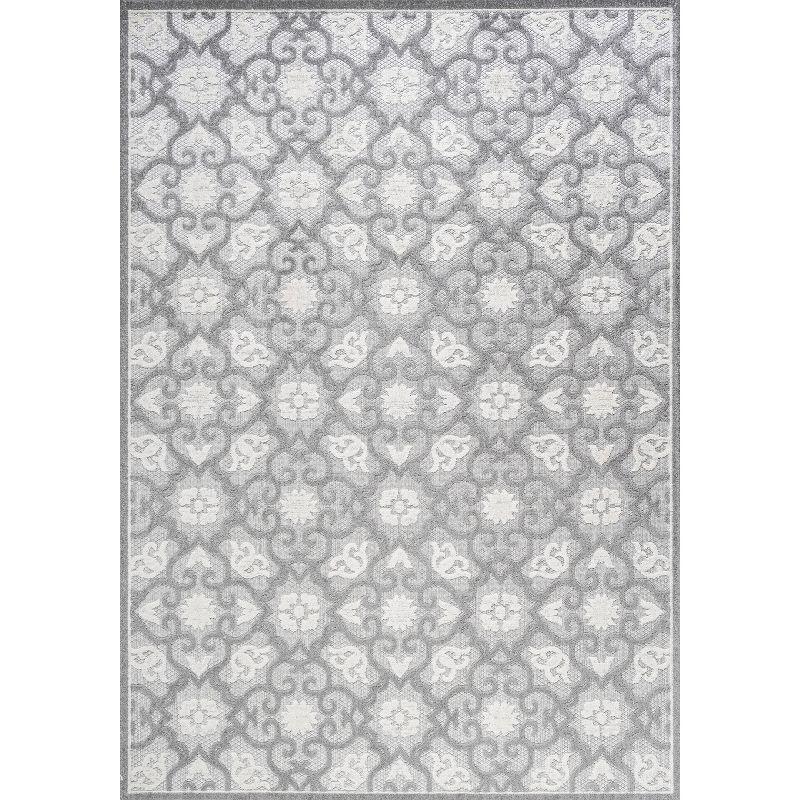 Mediterranean Trellis 4'x6' Light Gray/Ivory Synthetic Area Rug