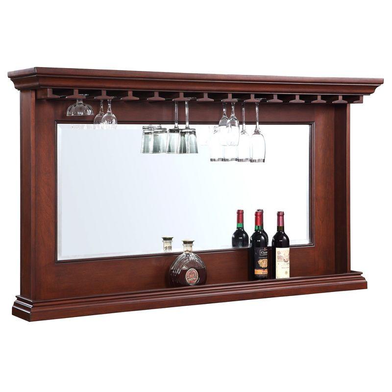 Elegant Seville Walnut Full-Length Bar Mirror with Stemware Storage