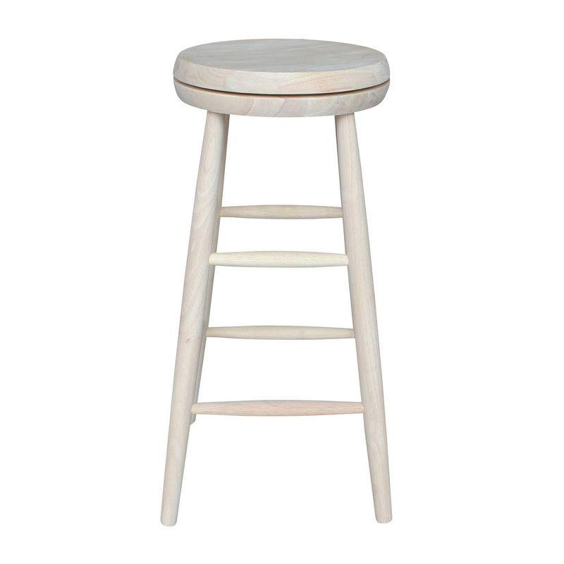 30" Jonathan Swivel Scooped Seat Barstool Unfinished - International Concepts: Solid Wood, Round, No Assembly