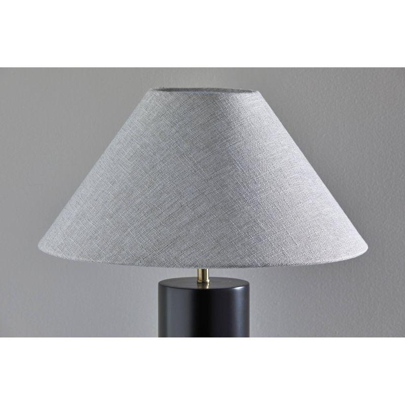 Black Poplar Wood Table Lamp with Light Gray Shade