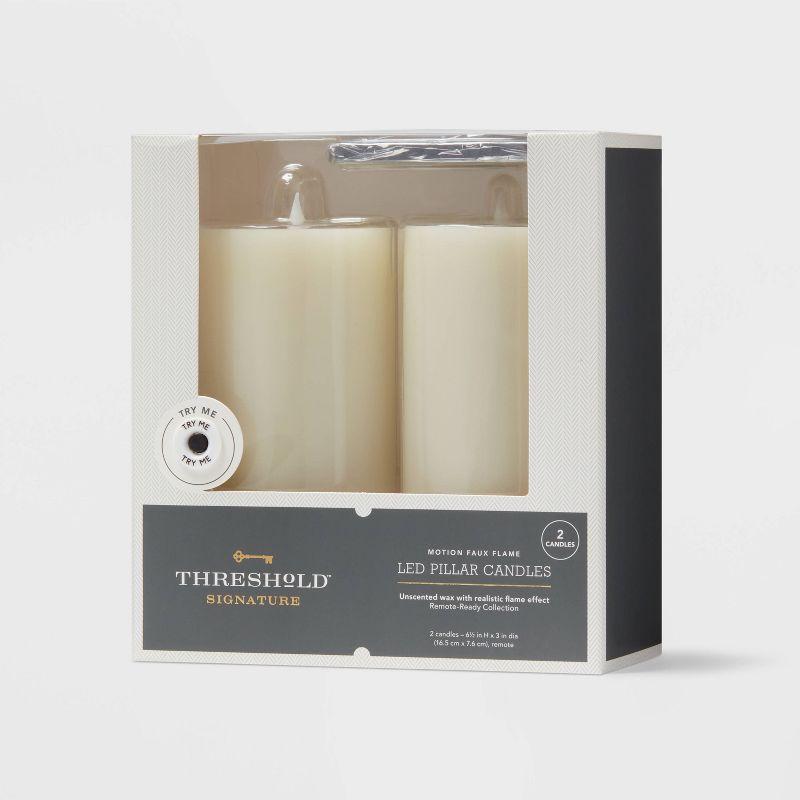 2pk 3" x 6" LED Candles Cream - Threshold™: Paraffin Wax, Traditional Decor, Pillar Style