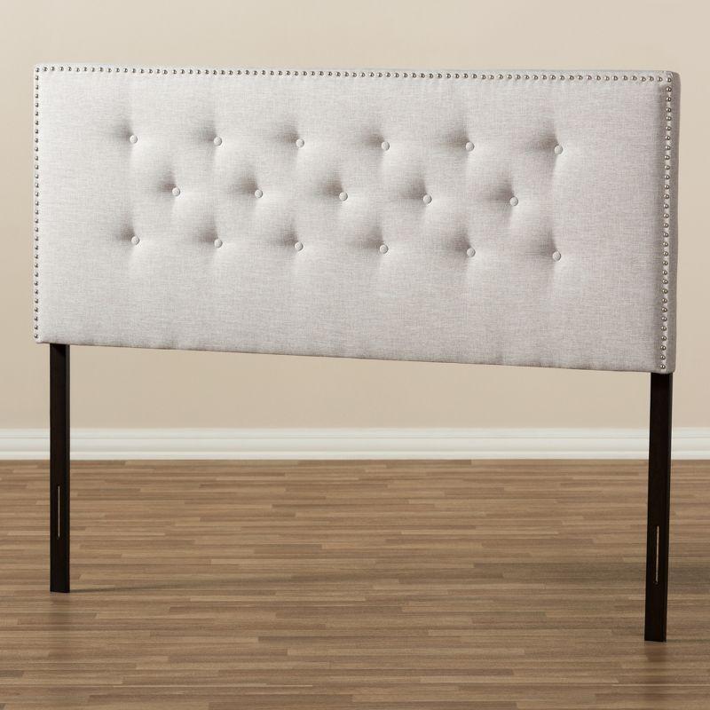 Queen Windsor Modern and Contemporary Fabric Upholstered Headboard Beige - Baxton Studio: Durable Polyester, Nailhead Trim