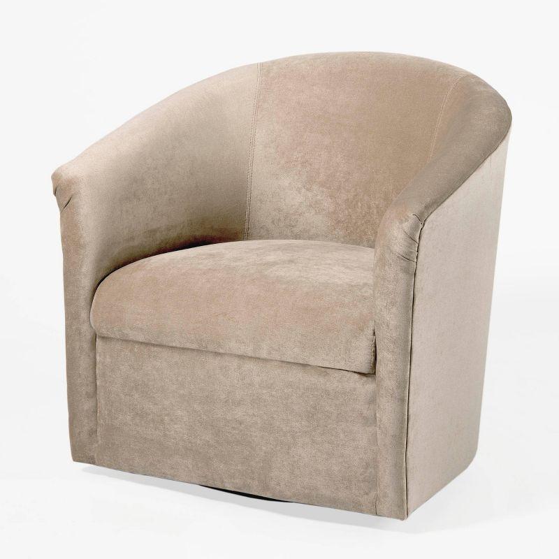 Elizabeth Beige Sand Microfiber Barrel Swivel Accent Chair