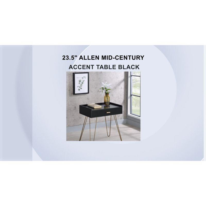 23.5" Allen Mid-Century Accent Table Black - Ore International: Copper Chrome Legs, Storage Drawer