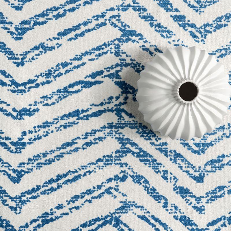 Nuloom Rosanne Herringbone 3x5 Machine Washable Accent Indoor Area Rug for Living Room Bedroom Dining Room Entryway Kitchen, Blue/Ivory