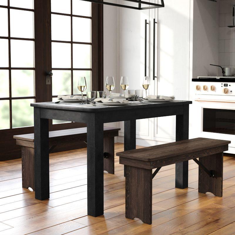 Flash Furniture HERCULES 46" x 30" Rectangular Black Wash Solid Pine Farm Dining Table