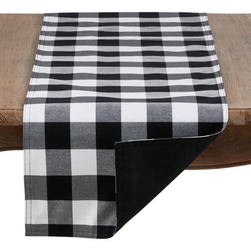 Black and White Buffalo Plaid Cotton-Poly Table Runner