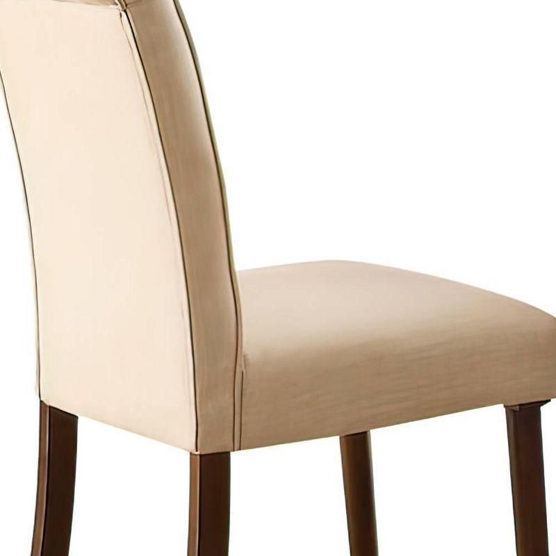 Set of 2 19" Gasha Dining Chairs Beige Linen/Walnut - Acme Furniture: Armless, Button Tufted, Wood Legs