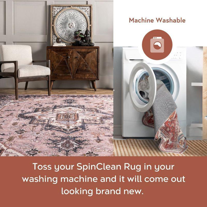 Nuloom Sasha Pet Friendly Machine Washable Medallion Area Rug, 2' x 3', Light Pink