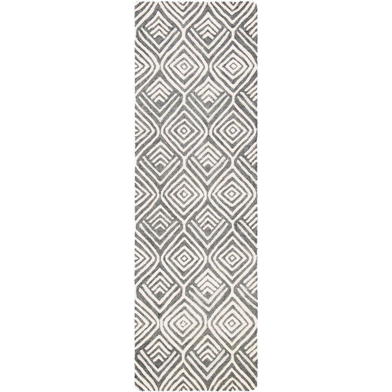 Elegance Bloom Ivory & Grey Floral Wool Runner Rug - 2'3" X 8'