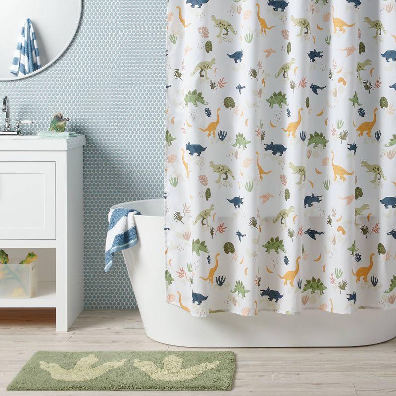 Dinosaur Kids' Shower Curtain - Pillowfort™: Multicolor, Machine Washable, Twill, Buttonhole Top, 72"x72"