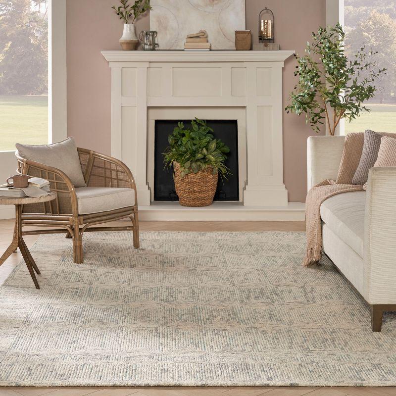 Nourison Vail Contemporary Indoor Area Rug Ivory/Grey/Teal 7'9" x 9'9"