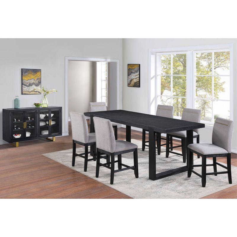 Yves Counter Height Dining Table Charcoal - Steve Silver Co.: Extendable, Seats 8, Mango Wood