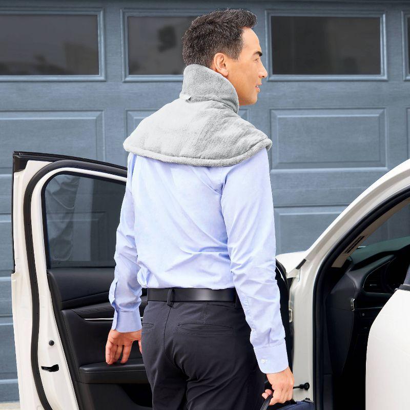 Pure Enrichment PureRelief Cordless Neck & Shoulder with 4 Heat Settings and 2hr Portable Use Heating Pad - Mist Gray