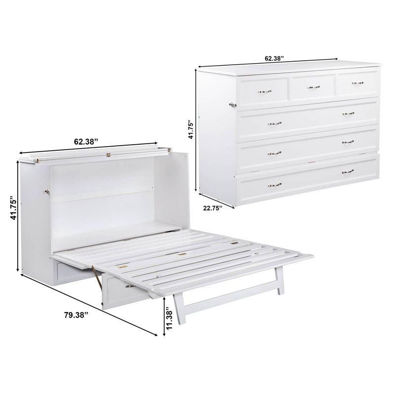 Queen Deerfield Murphy Bed Chest with Charging Station White - AFI: Space-Saving, Fold-Out Mattress, Elegant Design