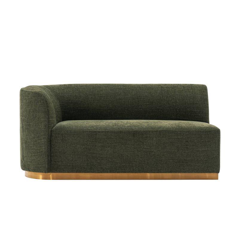 131.89" Daria Linen Upholstered Sofa Sectional with Pillows Olive Green - Manhattan Comfort