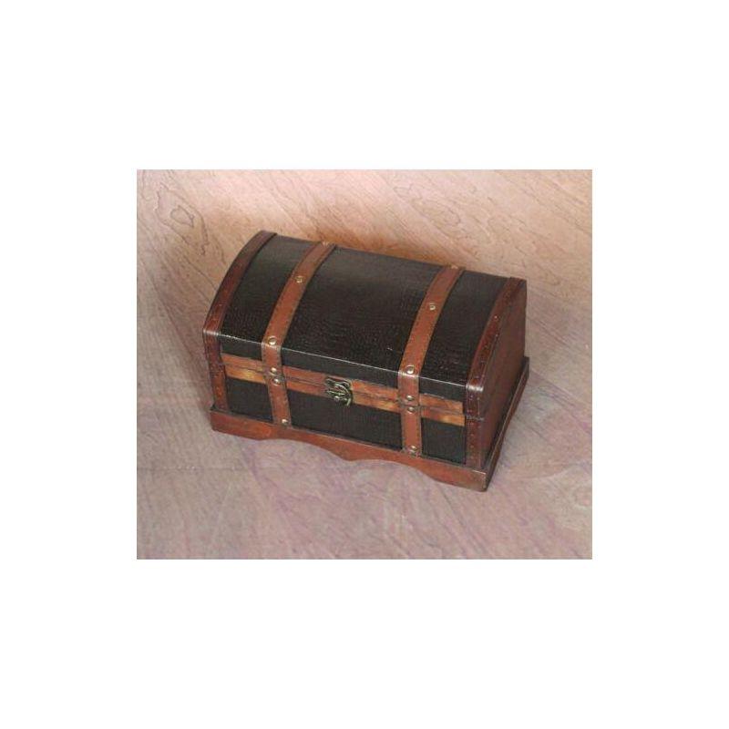 Vintage Leather and Wood Rectangular Storage Trunk