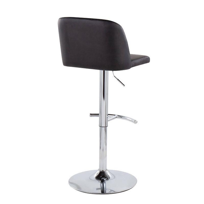 LumiSource Set of 2 Toriano PU Leather/Metal Barstools Chrome/Black:: Adjustable, Swivel, Upholstered Counter Seating