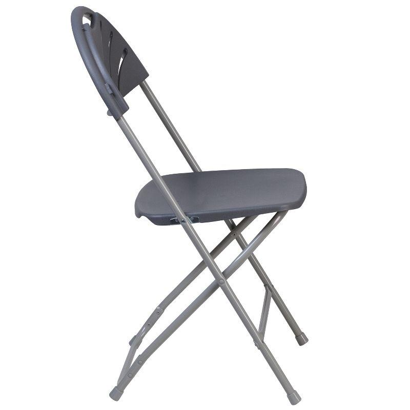 Charcoal Fan Back Plastic Folding Chair Duo, 650 lb. Capacity