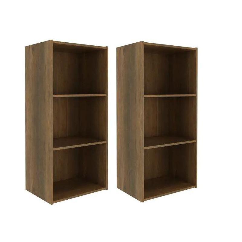 Galano Yunna 35.39 in. Tall Wood 3 Tiers Small Toolless Bookcase (2 Pcs) with Modern Design