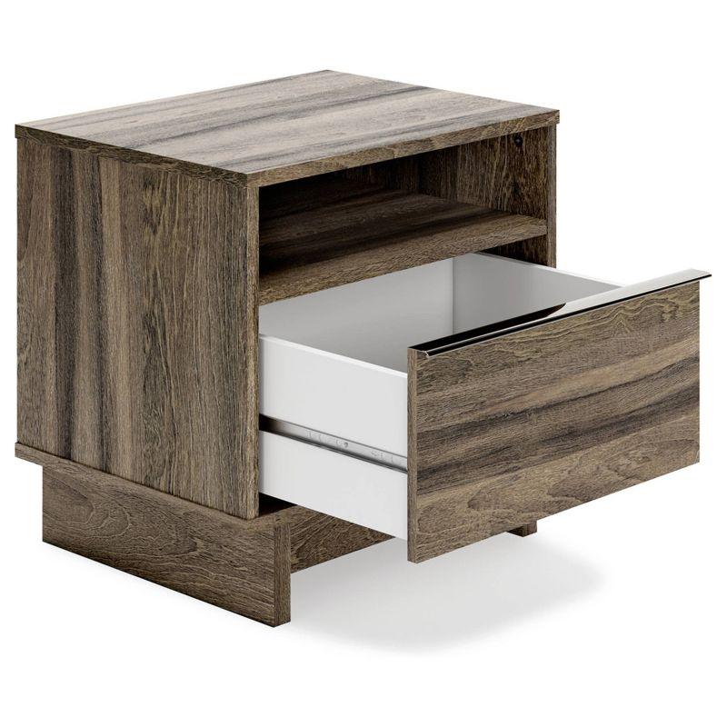 Weathered Brown 1-Drawer Nightstand with Open Shelf